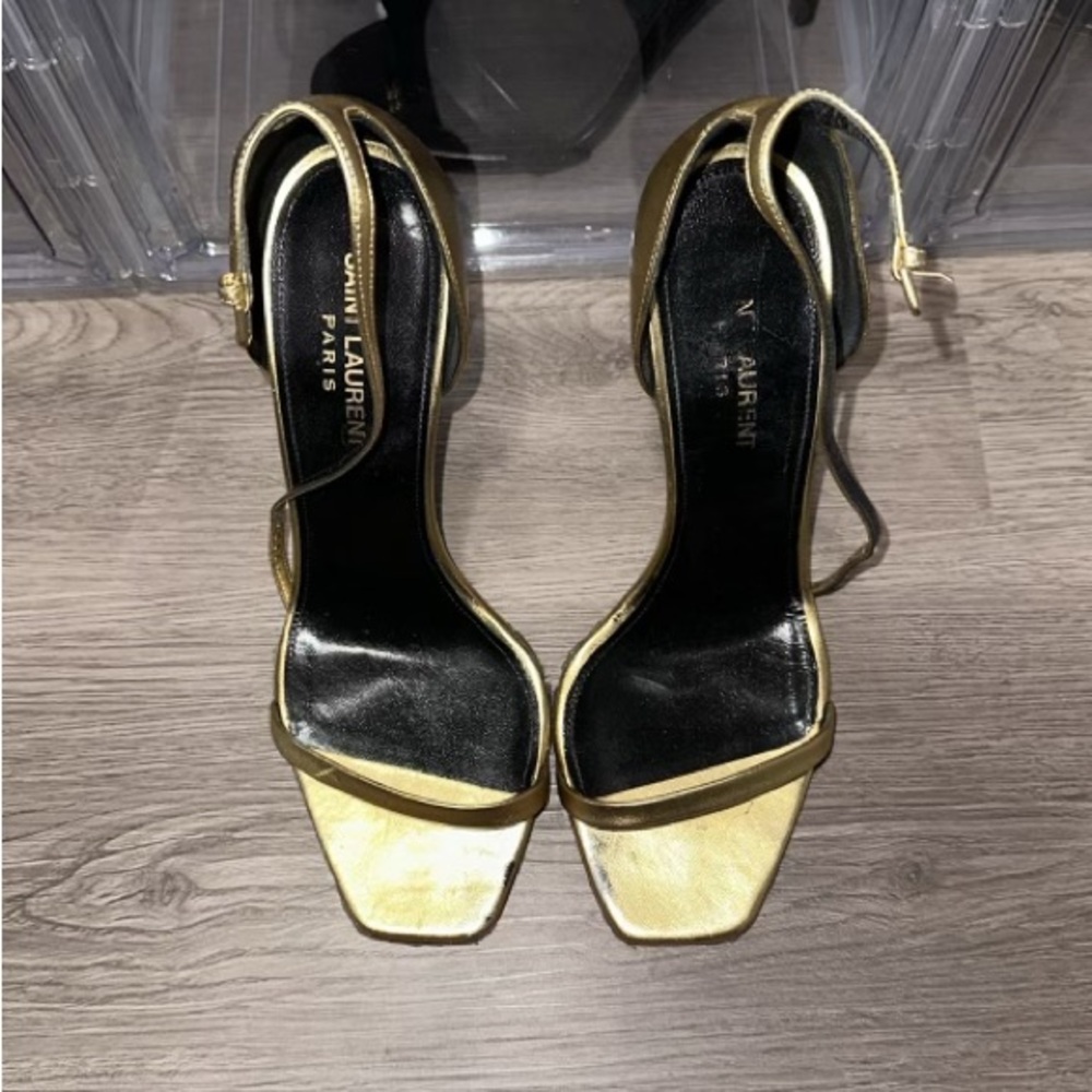 SAINT LAURENT 
Metallic Lambskin Opyum 110 Sandals 38.5 - Picture 3 of 8